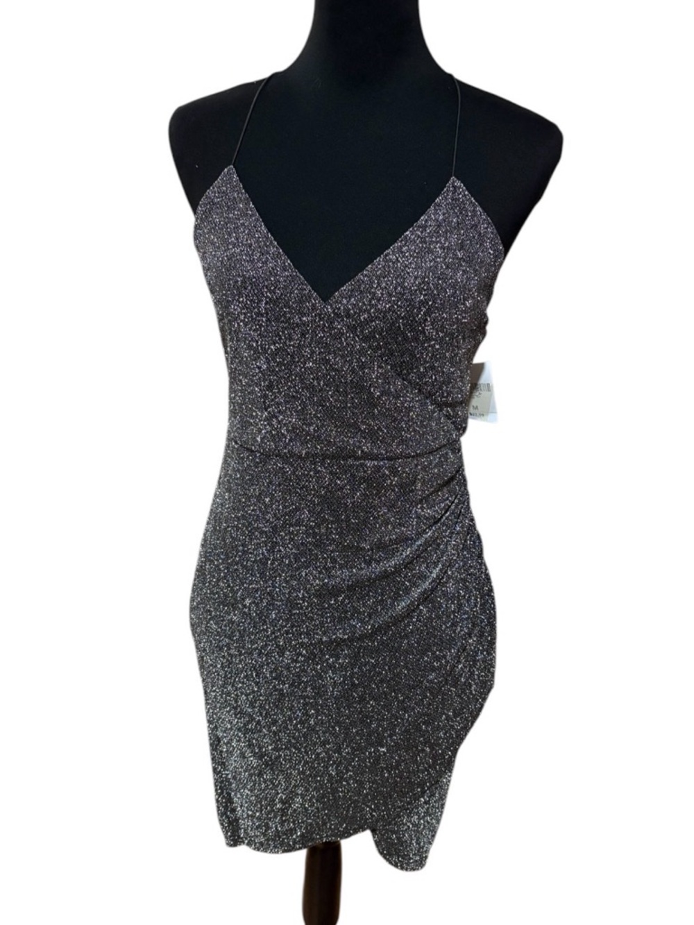 Forever 21 Metallic Sparkle Slip Mini Dress - Black/Silver